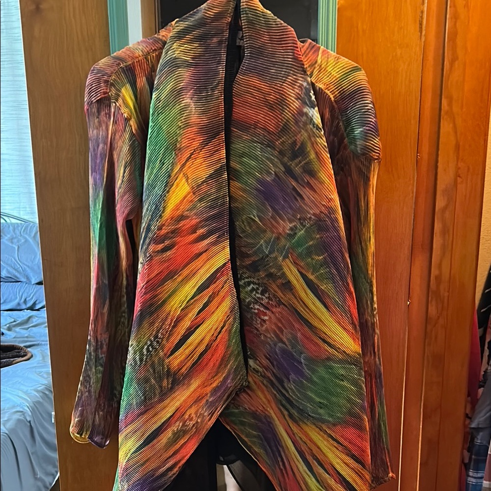 Colorful Abstract Patterned ROSSI ROMA designed in Italy blouse/cardigan .Size M